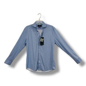 Tom Baine Traveler Fitted Blue Plaid Dress Shirt Men’s Small